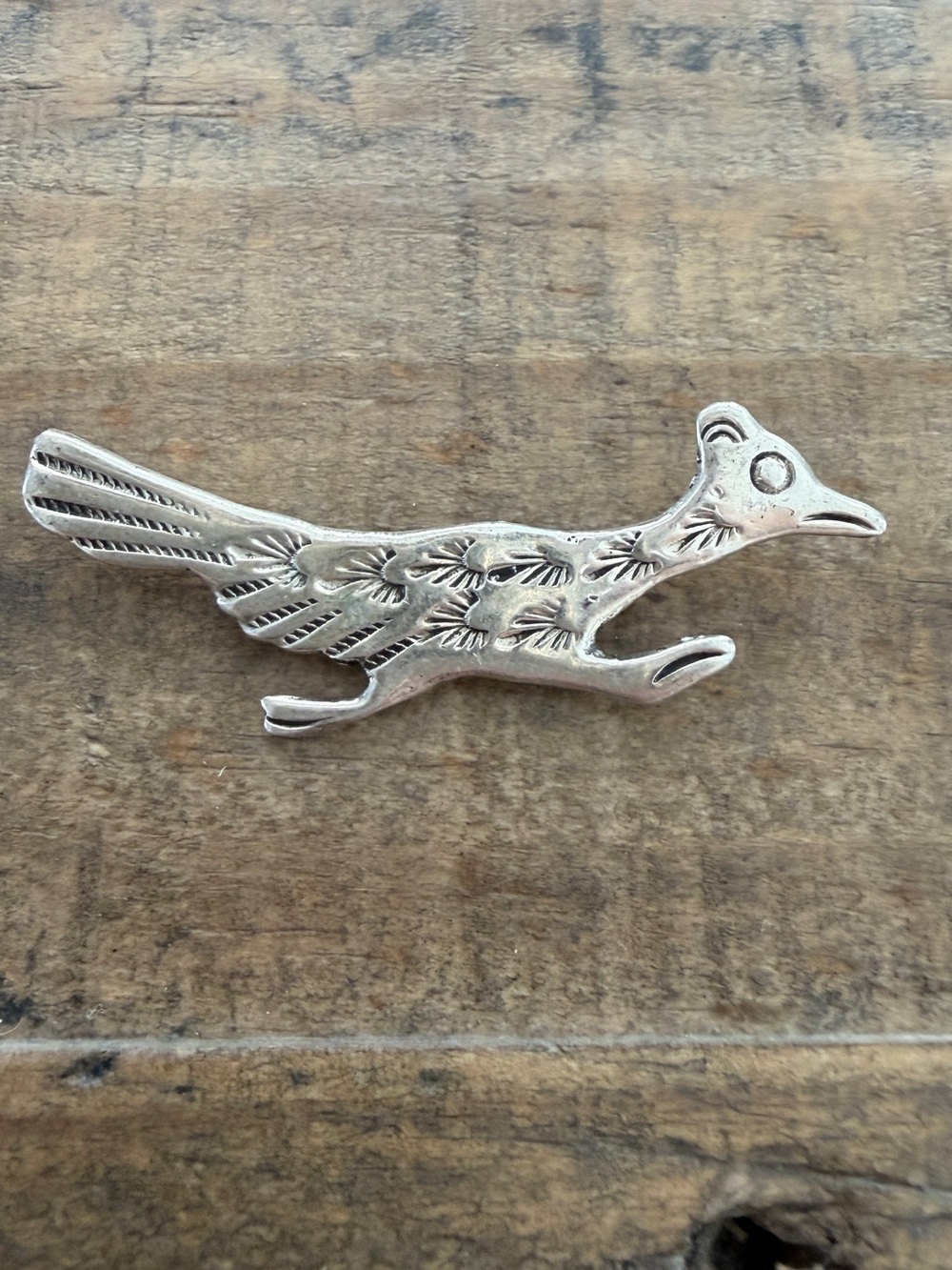 Vintage Native Navajo Sterling Silver Cast Roadrunner Bird Pin Brooch